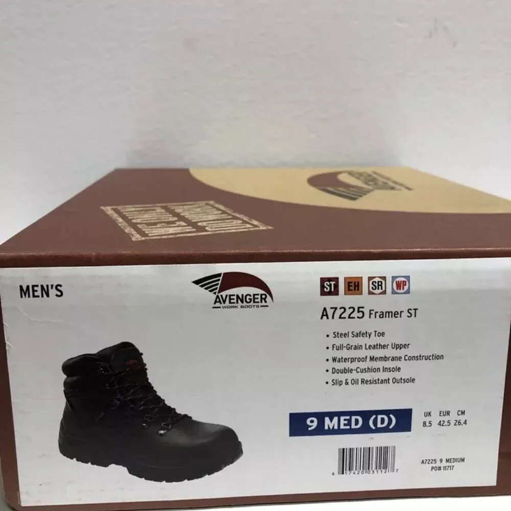 Avenger Men’s A7225 Framer St Steel Toe Work Boot Brown 9 M